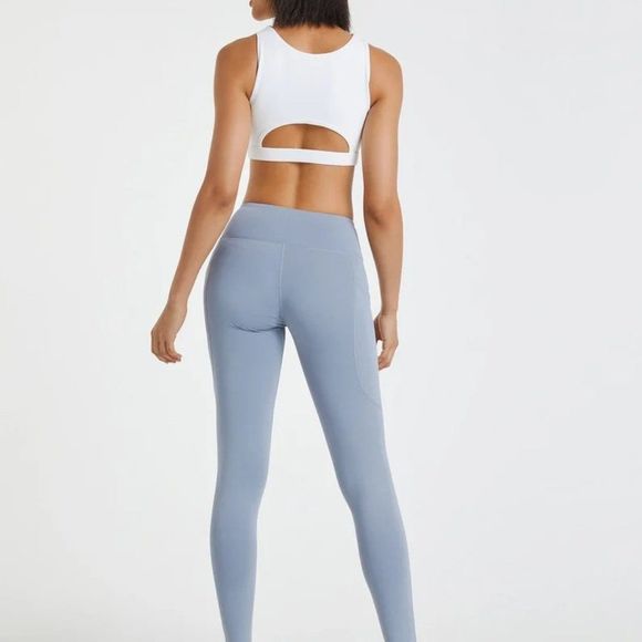 COPY - Light Blue Crossover Legging With Pockets - Crossover Waist - Pocket Leg… - Picture 4 of 10